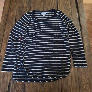 Market & Spruce Small Stripe Shirt Red Patches Elbows